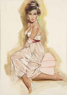 Appraisal: Fritz Willis Seated pin-up model faintly signed lower right Fritz