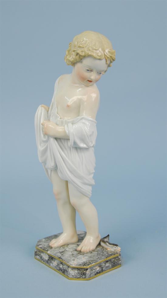 Appraisal: MEISSEN PORCELAIN FIGURE OF A CHILD WITH FISH height inches