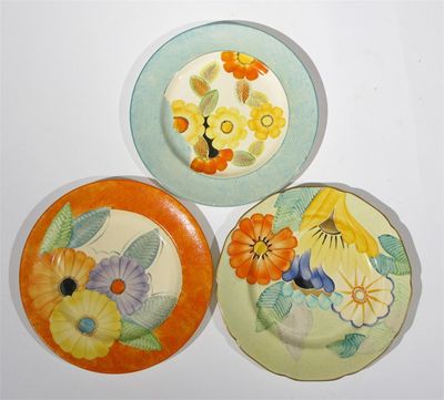 Appraisal: A Gray's Pottery plate signed Rene painted with stylised flowers