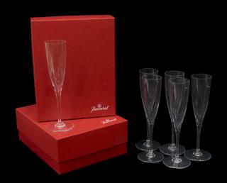 Appraisal: BACCARAT COLORLESS CRYSTAL CHAMPAGNE FLUTES lot of Baccarat colorless crystal