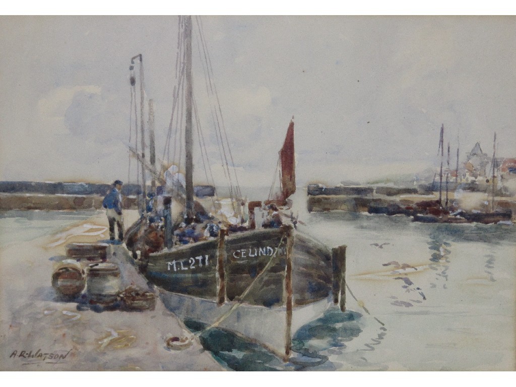 Appraisal: A R WATSON Pair of watercolour east coast harbour scenes