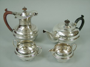 Appraisal: A four piece silver tea set Birmingham comprising of a