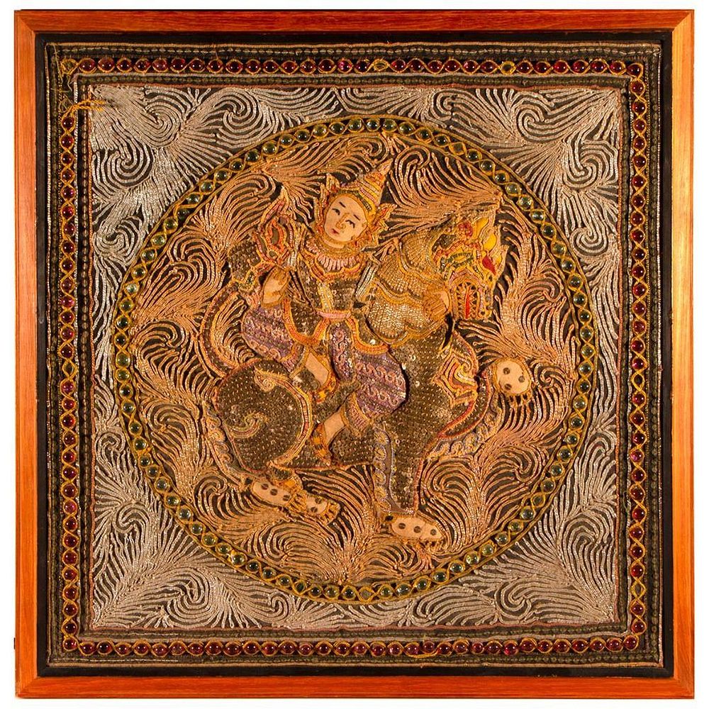 Appraisal: A framed Thai embroidery A framed embroidery from Thailand Size