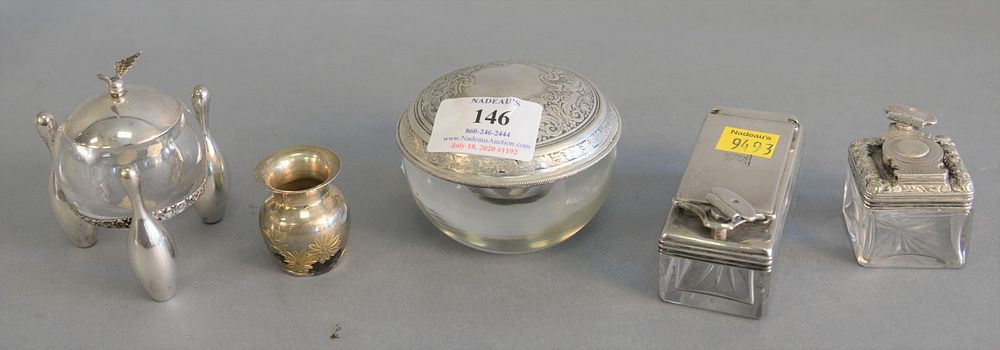 Appraisal: Group of silver and crystal bottles to include snuff boxes