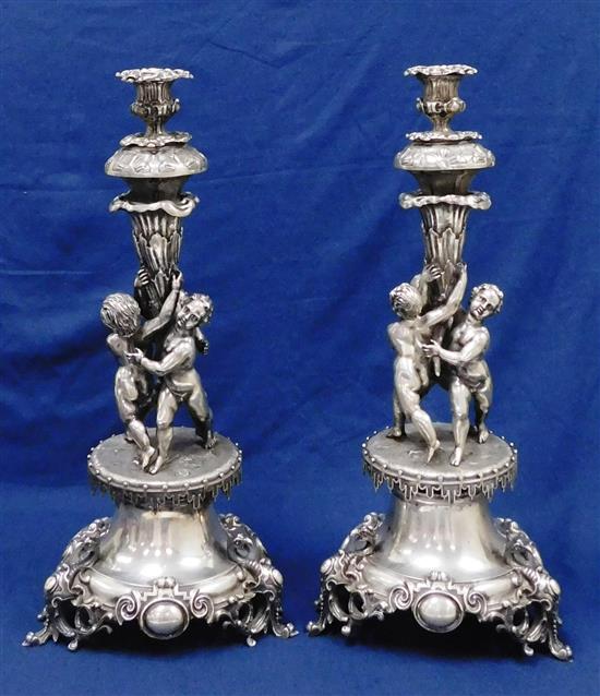 Appraisal: SILVER Pair mid- th C Mayerhofer Klinkosche Vienna candlesticks stamped