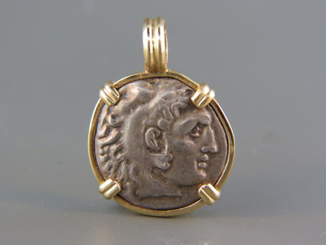 Appraisal: Ancient Coin Pendant in k gold bezel Alexander the Great