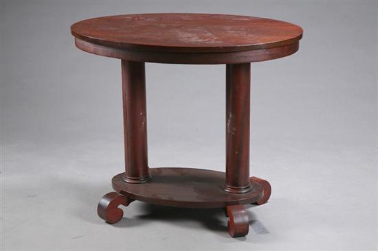 Appraisal: PARLOR TABLE Oval mahogany table on a double pedastal base