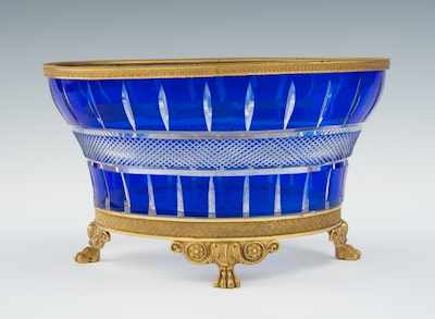 Appraisal: A Cut Crystal Centerbowl With Ormolu Mounts The oval bowl