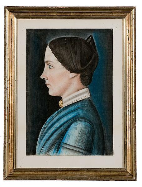 Appraisal: FOLK ART PROFILE PORTRAITS American ca s in pencil and