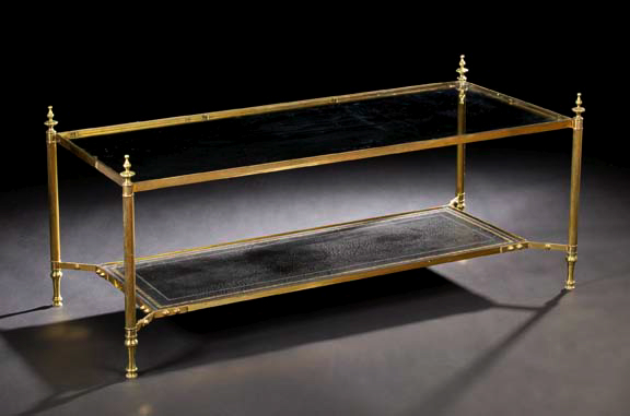 Appraisal: Louis XVI-Style Gilt-Metal and Glass Coffee Table early th century