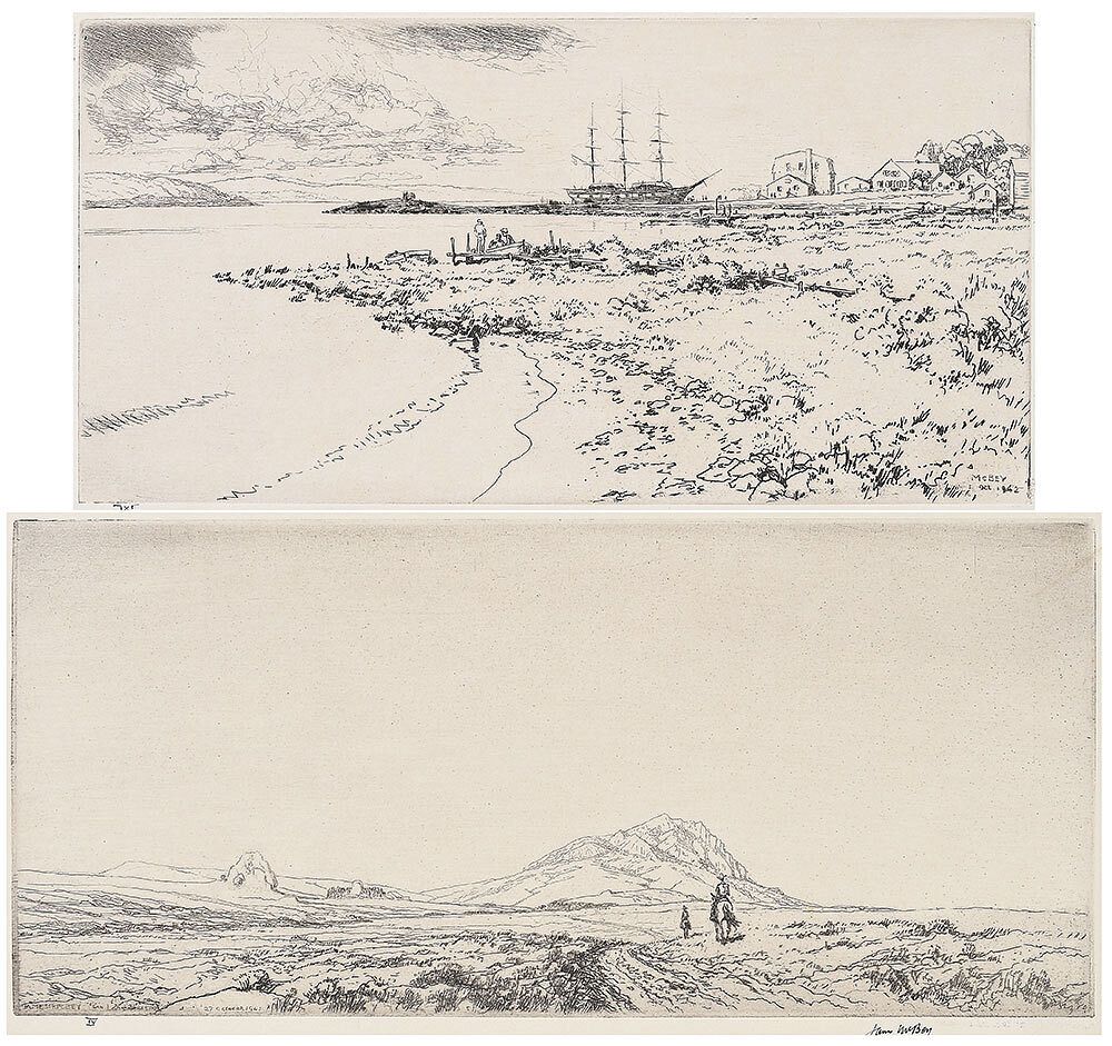 Appraisal: James McBey Scottish - Two American subject etchings The Morgan