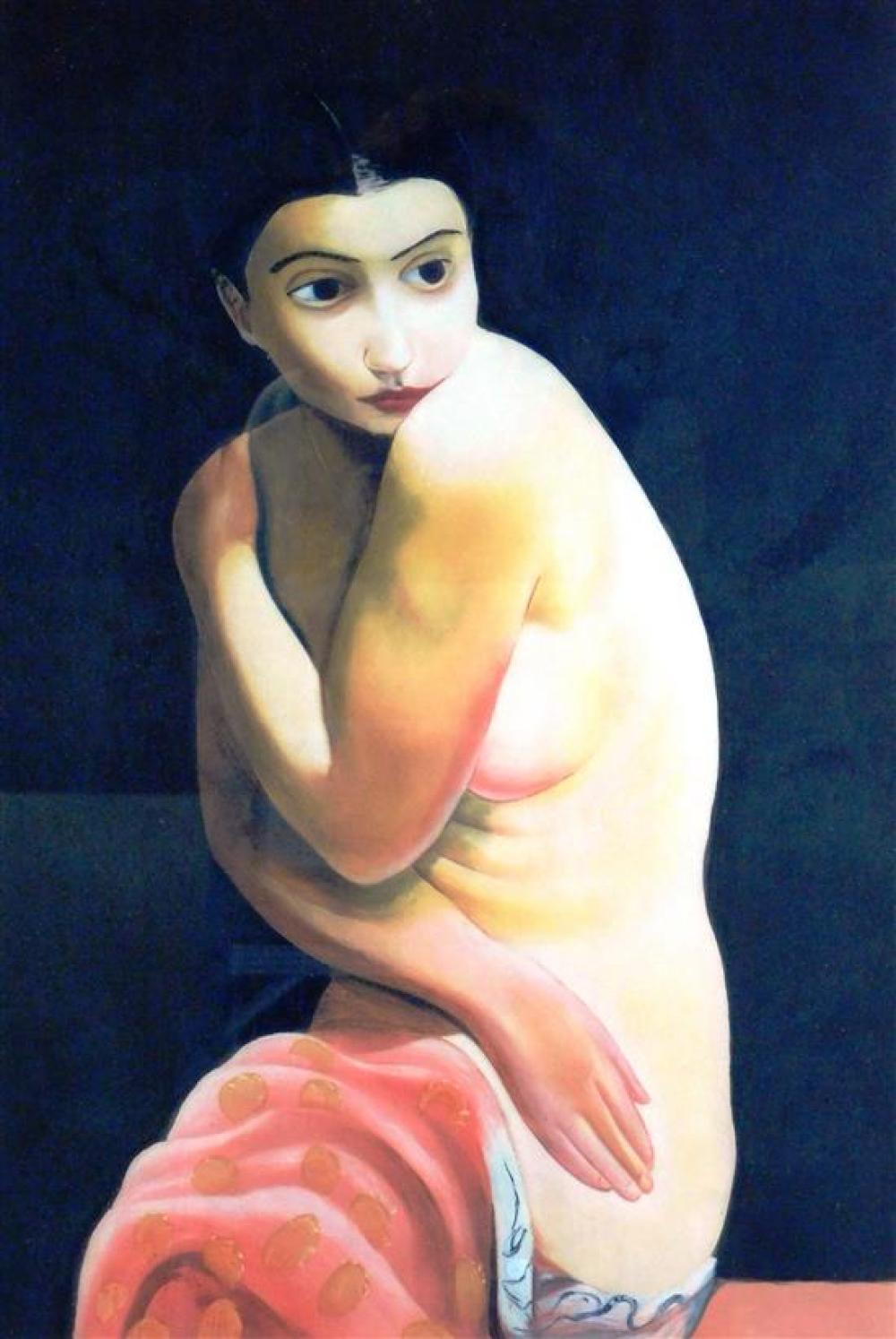 Appraisal: Moise Kisling Poland France - color aquatint nude woman against