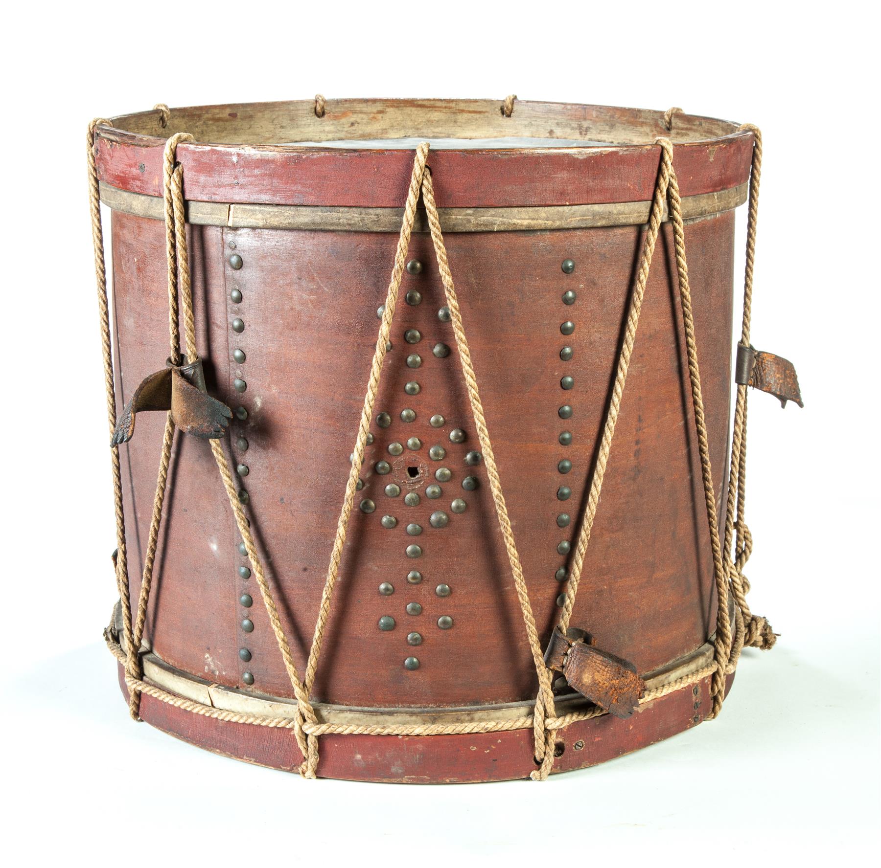 Appraisal: MILITARY FIELD DRUM American Possibly Mexican American war-period Old red