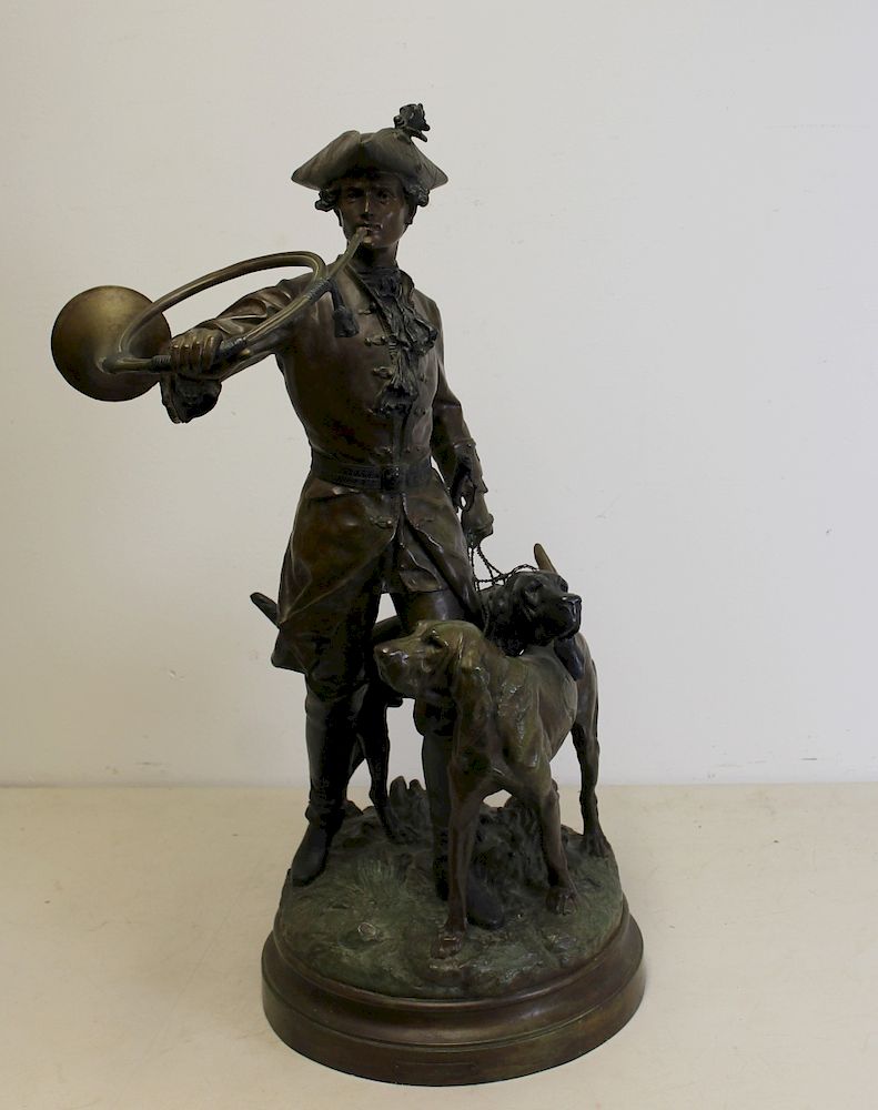 Appraisal: MOREAU Hippolyte Prosper Lecourtier Signed Bronze Sculpture LE SONNEUR ET