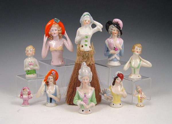 Appraisal: PIECE HALF DOLL COLLECTION To include two marked Germany one