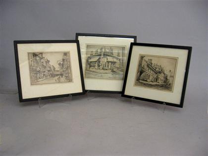 Appraisal: Herbert Pullinger - Three Street Scenes All pencil signed and