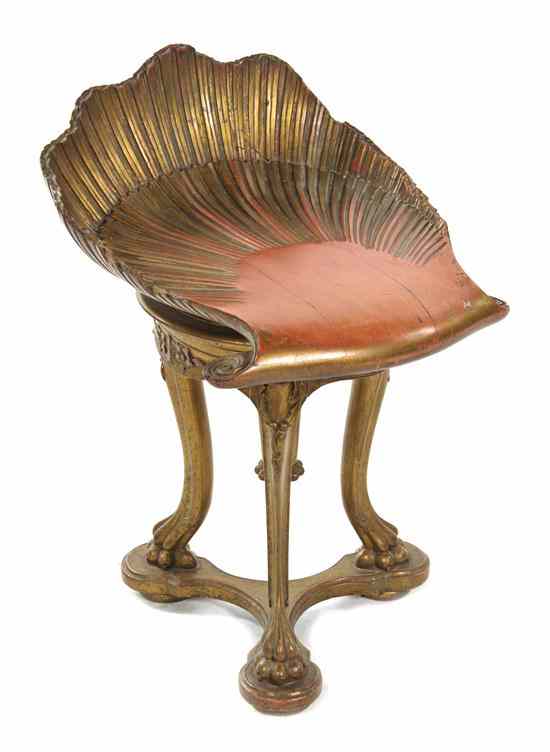 Appraisal: A Victorian Painted Piano Stool having a shell form seat