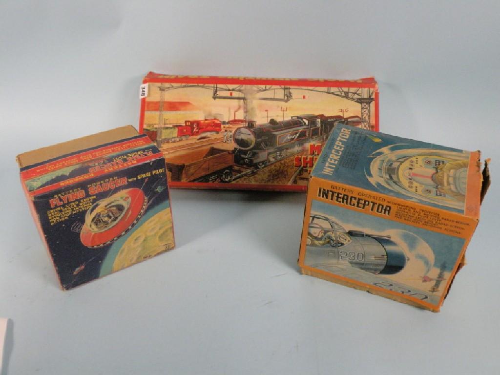 Appraisal: A battery operated tin plate Interceptor game a tin plate