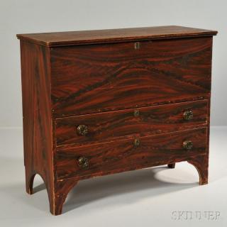 Appraisal: Grain-painted Chest over Two Drawers probably Maine early th century