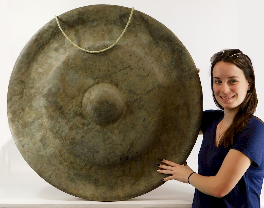 Appraisal: LG Antique Chinese Tibetan Bronze Gong Asia Early th Century