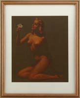 Appraisal: WILL ROWLAND DAVIS American - NUDE WITH FLOWER Unsigned fine