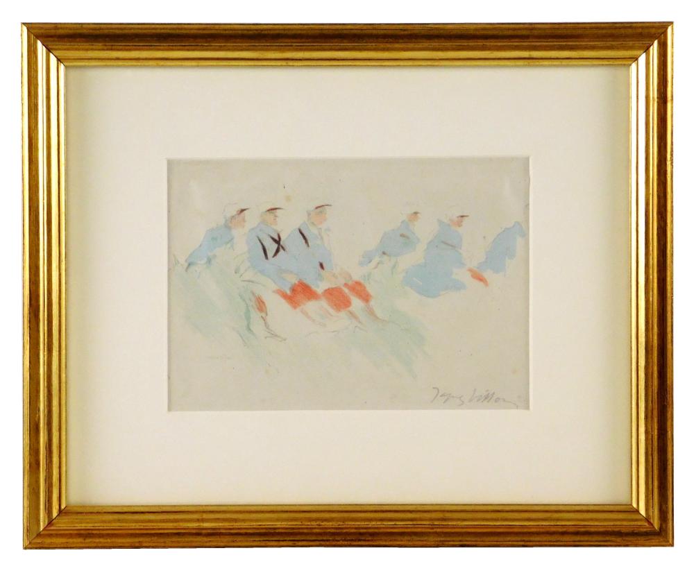 Appraisal: Jacques Villon French - Les Chevaliers colored lithograph depicts two