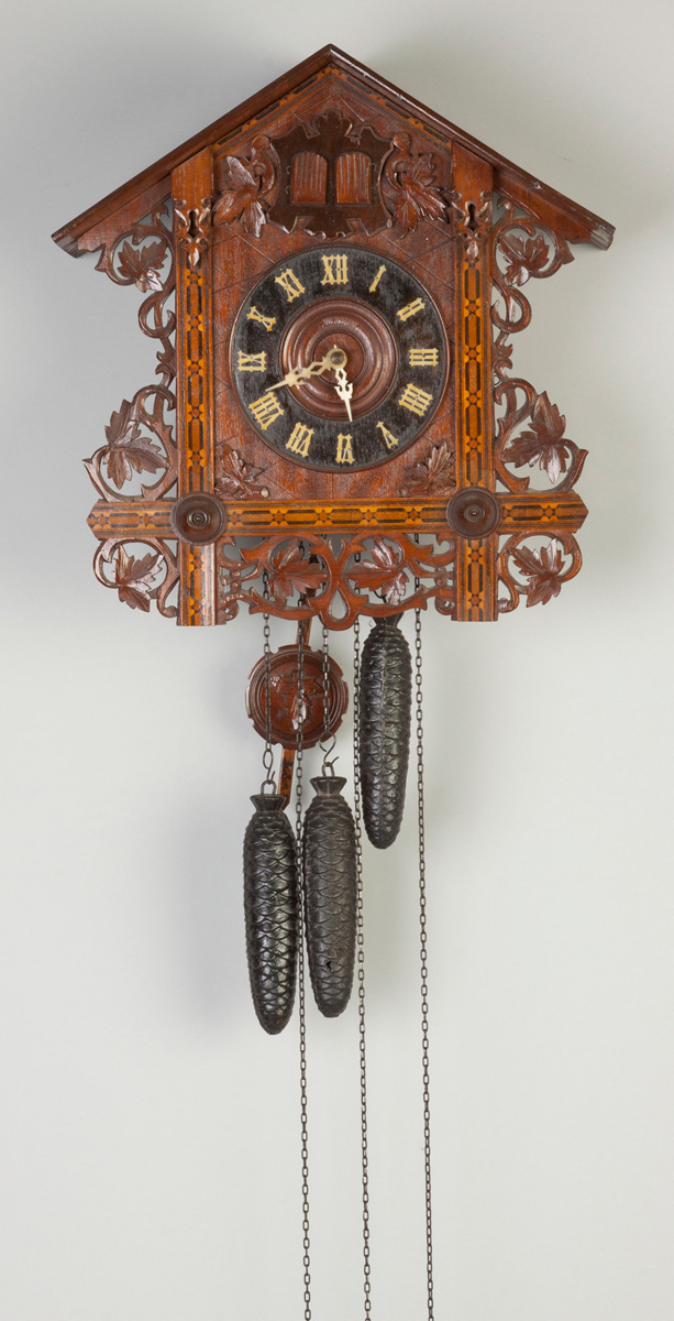 Appraisal: German Inlaid Walnut Cuckoo Clock weights