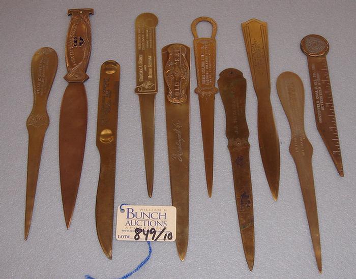 Appraisal: Lot of vintage advertising letter openers Including Fort Pitt Casket