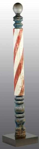 Appraisal: Large Wooden Barber Pole Description Finely turned pole with silver