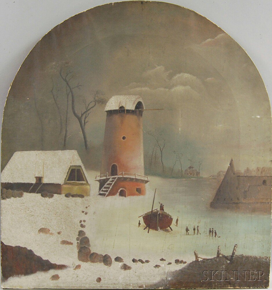 Appraisal: Continental School th th Century Winter Sporting Scene Unsigned Oil