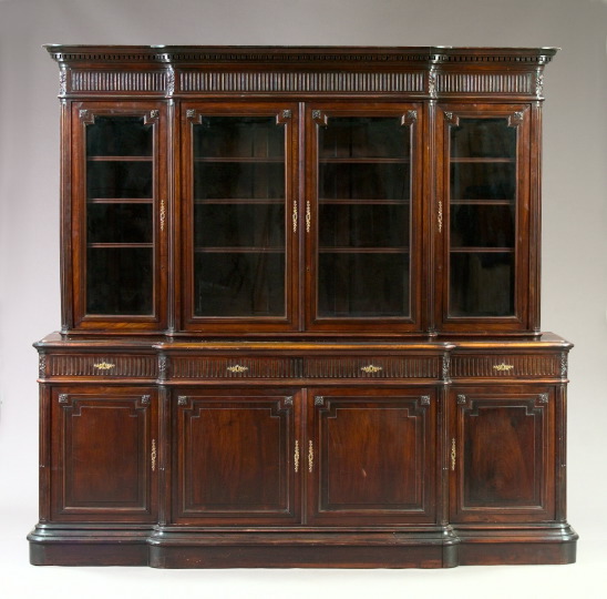 Appraisal: Impressive Louis XVI-Style Mahogany Breakfront late th century the upper