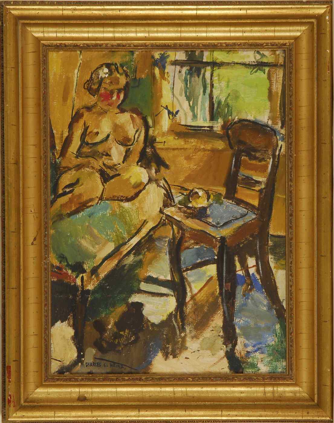 Appraisal: CHARLES LLOYD HEINZAmerican - Interior scene with seated nude Signed