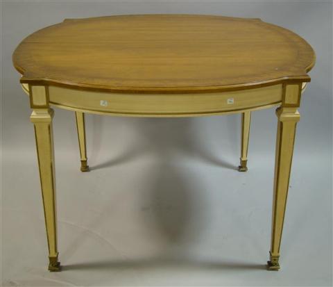 Appraisal: LOUIS XVI STYLE PAINTED DINING TABLE WITH TWO LEAVES the