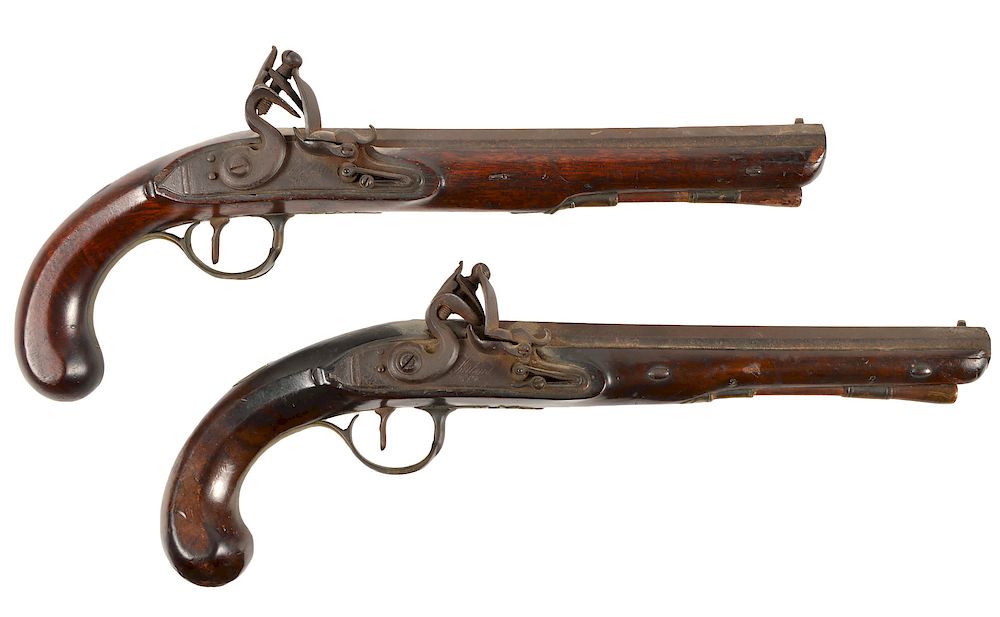 Appraisal: Pr th C Rutland Dueling Pistols Pair of Rutland Flintlock