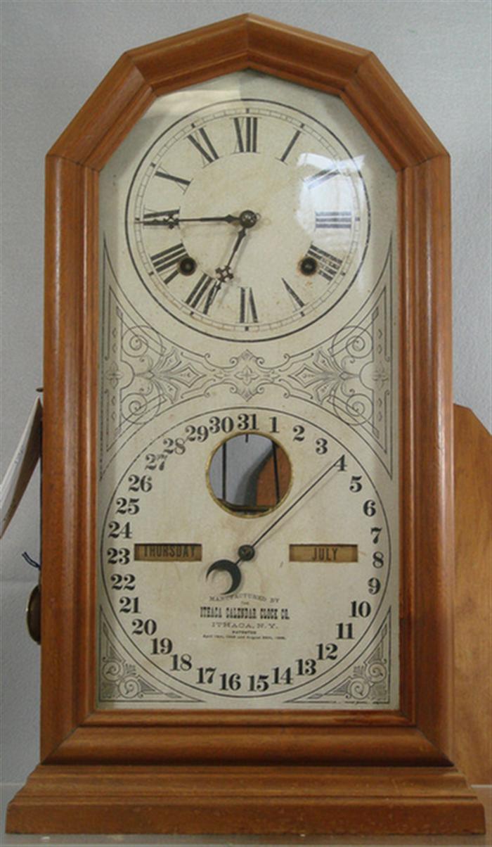 Appraisal: Ithica No Octagon calendar clock walnut case original paper rollers