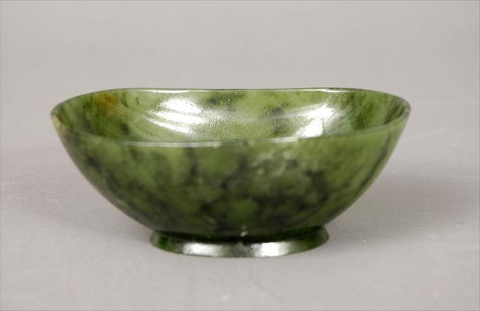 Appraisal: Chinese Spinach Green Jade Ovoid Footed Dish x in Provenance