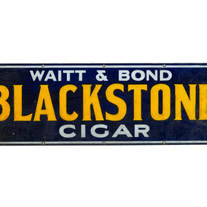 Appraisal: A Waitt and Bond Blackstone Cigar Tin Advertising Sign Early