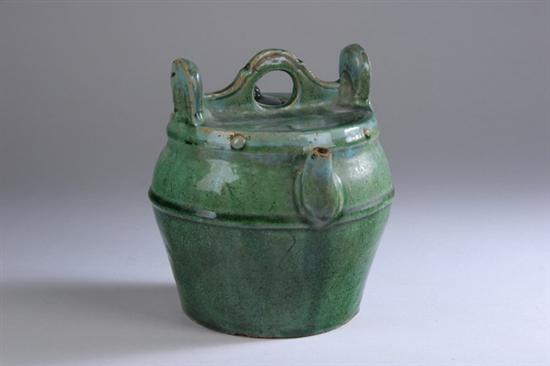 Appraisal: CHINESE GREEN STONEWARE TEAPOT th- th century - in high