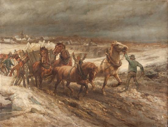 Appraisal: Norbert Schrodl Austrian - Peasants and Horses Hauling Stone oil