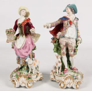 Appraisal: PAIR OF CHELSEA PORCELAIN FIGURINES OF A WELL COSTUMED FRENCH