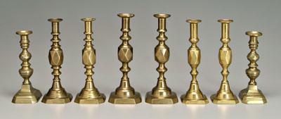 Appraisal: Four pairs brass candlesticks one pair marked quot King of