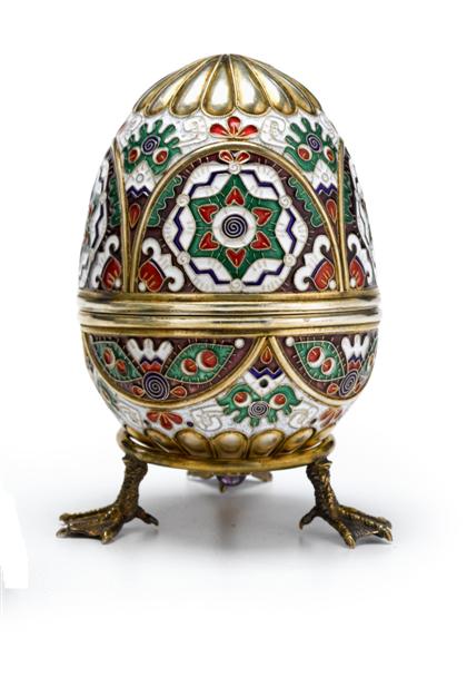 Appraisal: Russian silver gilt and cloisonne enamel Easter egg One gilt