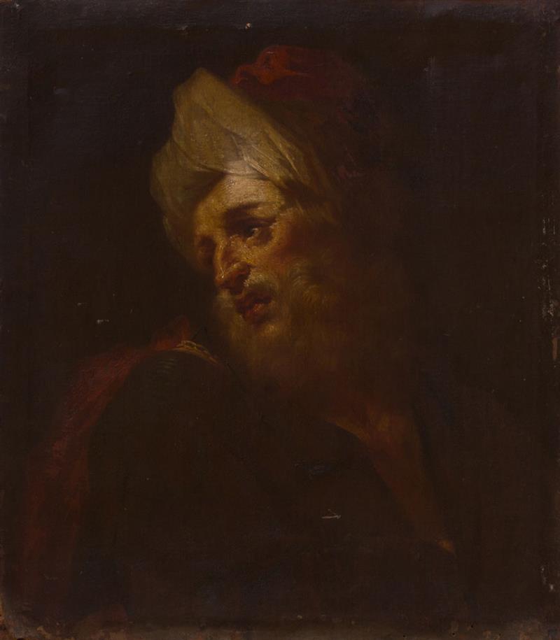 Appraisal: CONTINENTAL SCHOOL PORTRAIT OF A BEARDED MAN WITH TURBAN Oil