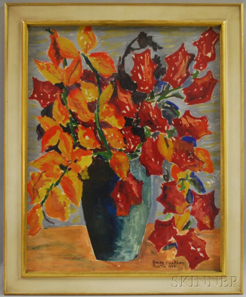 Appraisal: American School th Century Floral Still Life Signed Daisy r