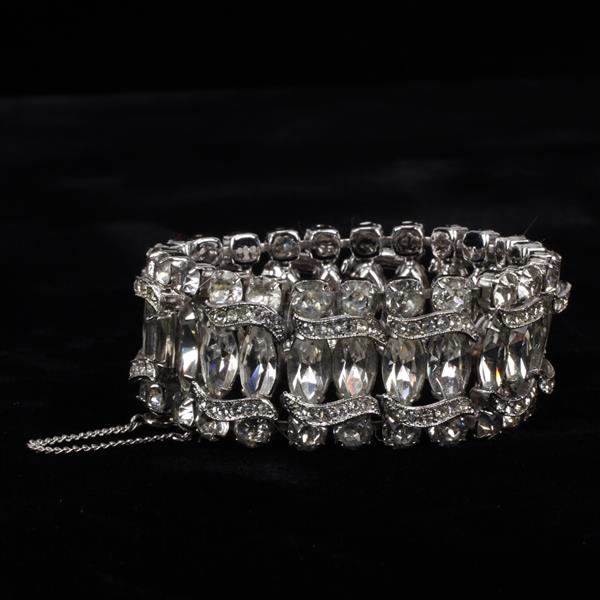 Appraisal: Eisenberg Clear Rhinestone Jeweled Bracelet Missing at least rhinestone widest