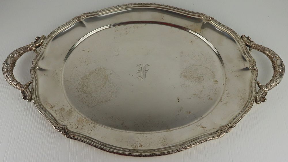 Appraisal: STERLING Dominick Haff Sterling Serving Tray Beautiful Dominick Haff Louis