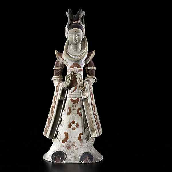 Appraisal: Tang-style Figure Chinese th century A Tang-style low-fire ceramic standing