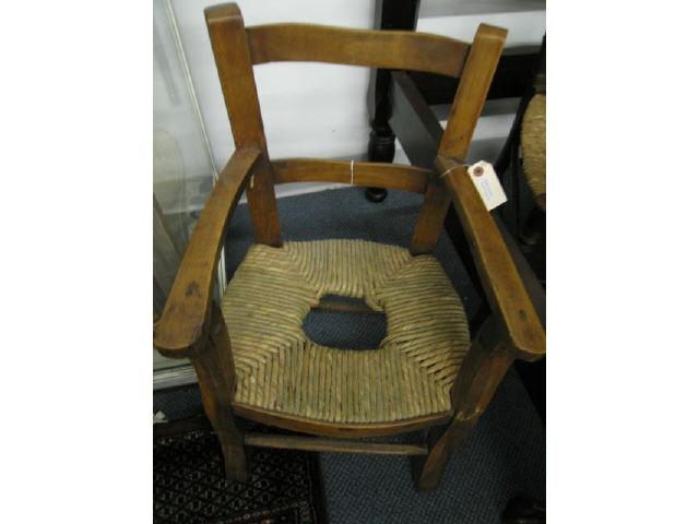 Appraisal: th Century Childs Potty Chair rush seat great for doll