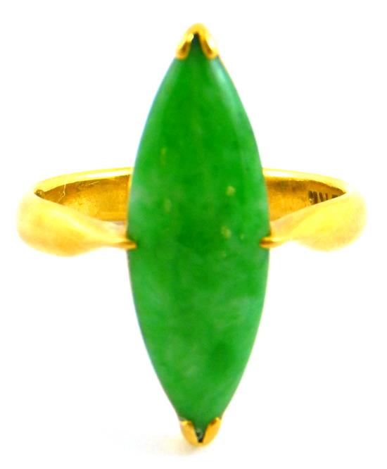 Appraisal: JEWELRY Jade ring stamped and tested K yellow gold set