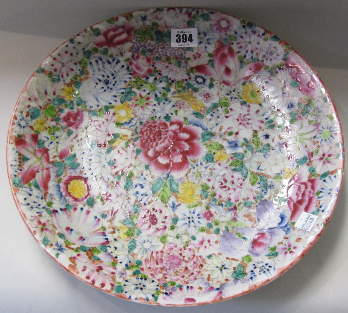 Appraisal: A Chinese famille rose millefleurs dish early th century four